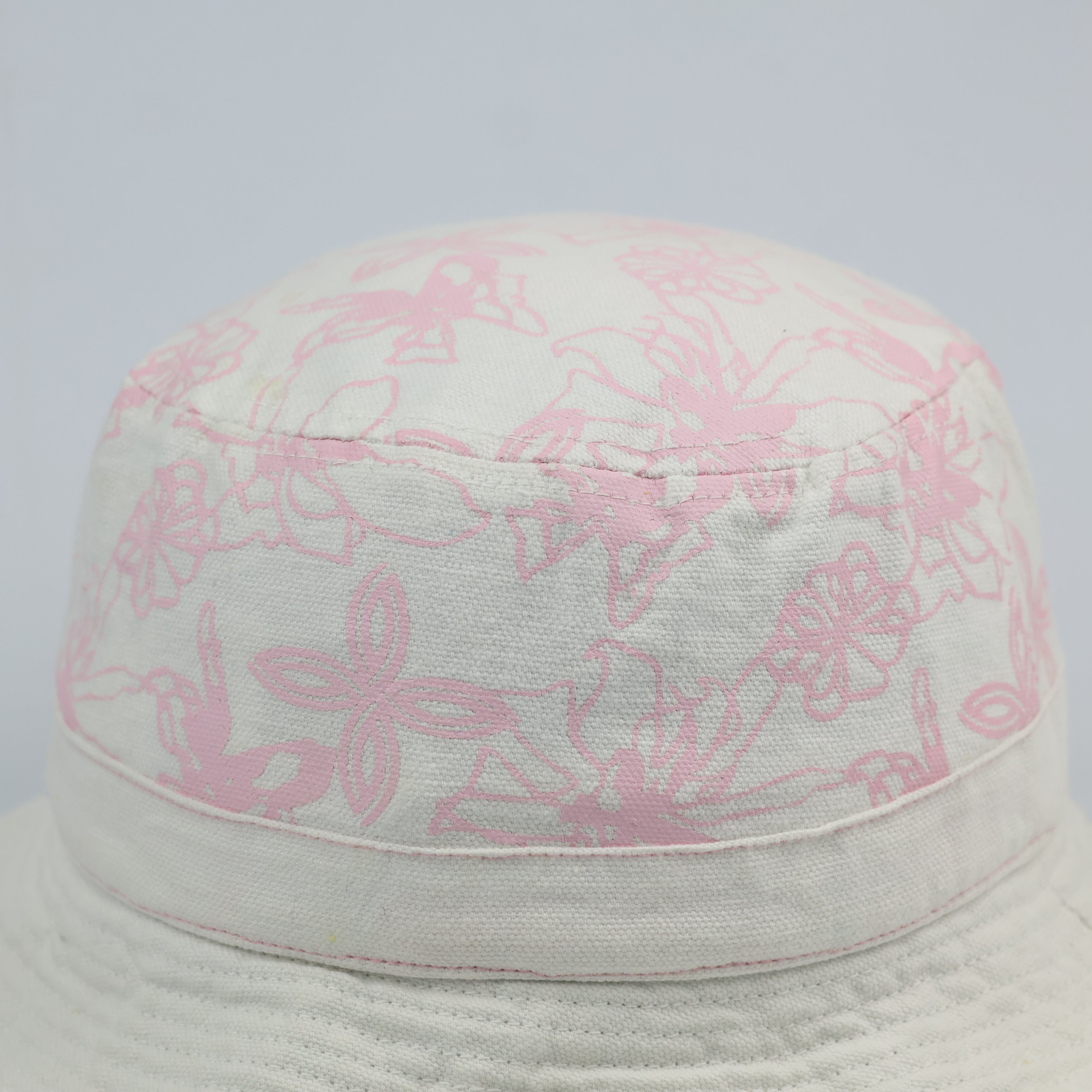 Vintage Alpine Pro Floral Print Sun Hat - White Cotton Canvas Bucket Hat