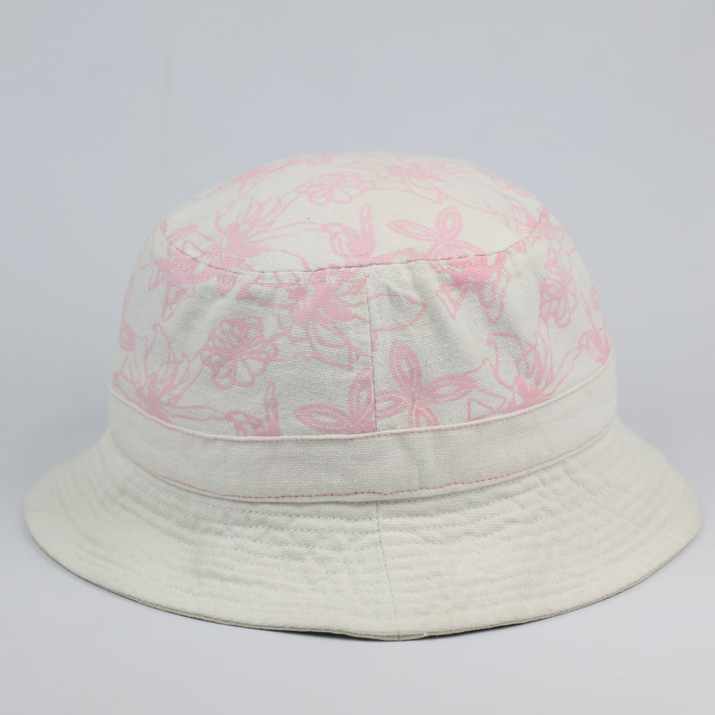 Vintage Alpine Pro Floral Print Sun Hat - White Cotton Canvas Bucket Hat