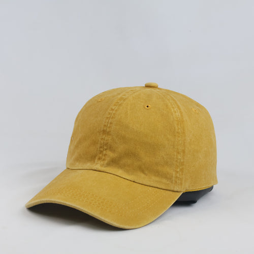 Thrifted Solid Mustard Yellow Vintage Washed Strapback Cap (56-58 cm)