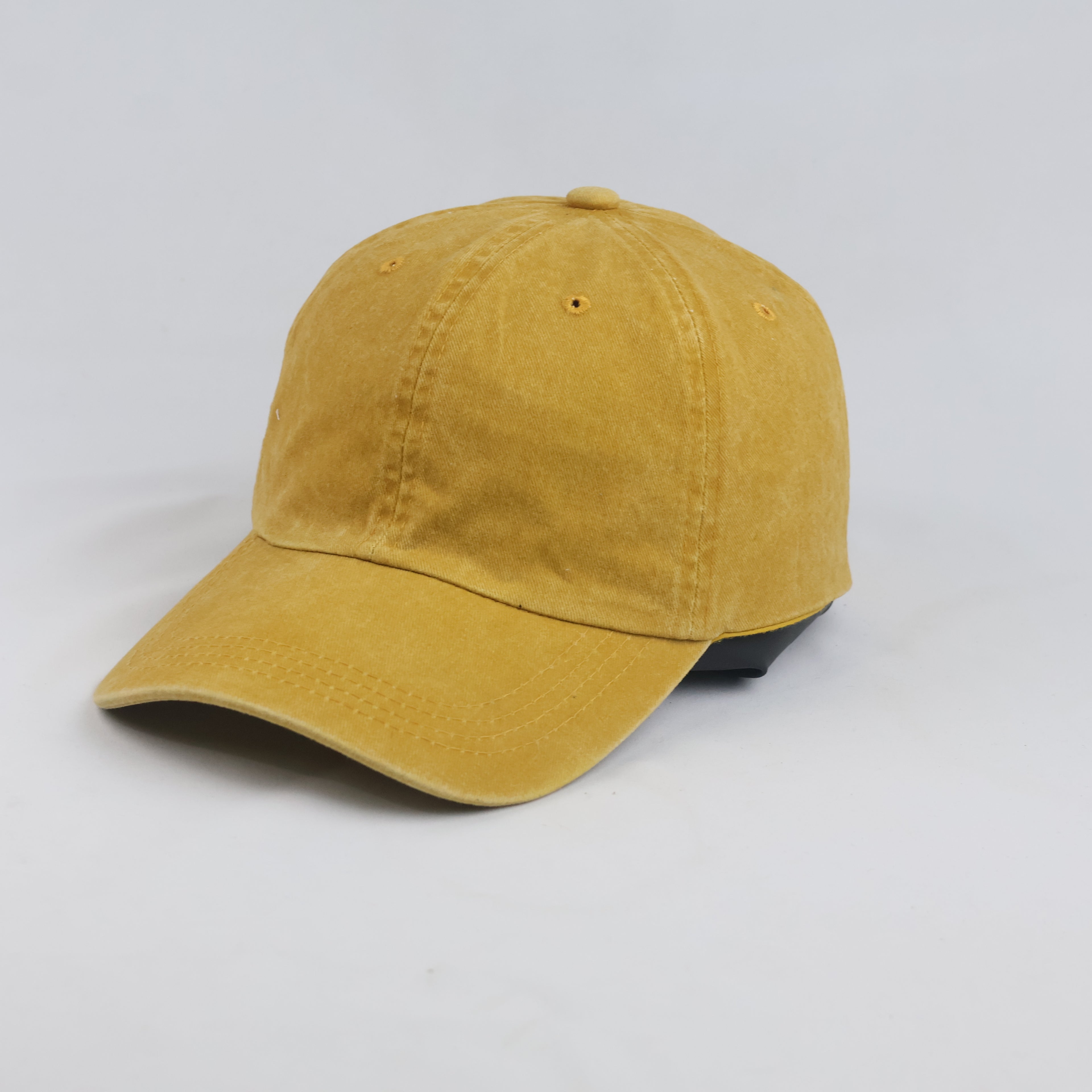 Thrifted Solid Mustard Yellow Vintage Washed Strapback Cap (56-58 cm)