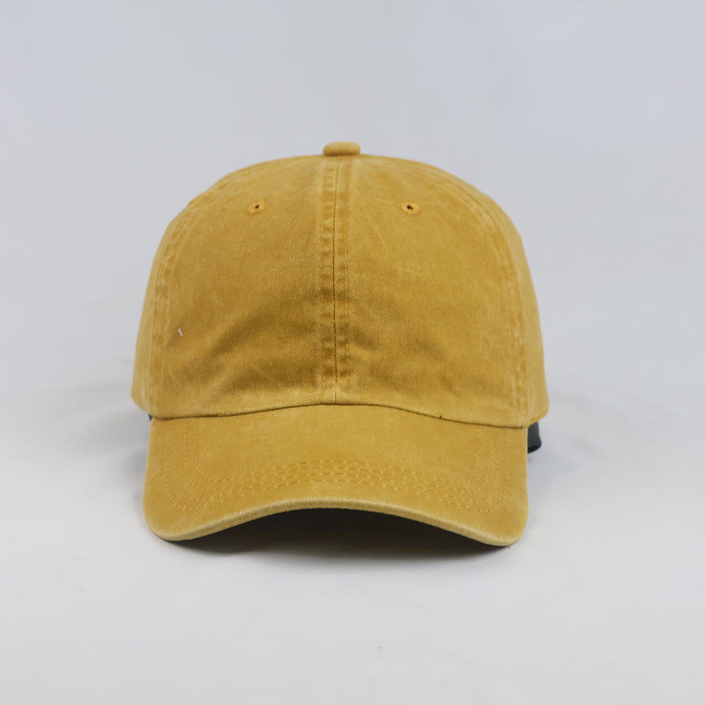 Thrifted Solid Mustard Yellow Vintage Washed Strapback Cap (56-58 cm)
