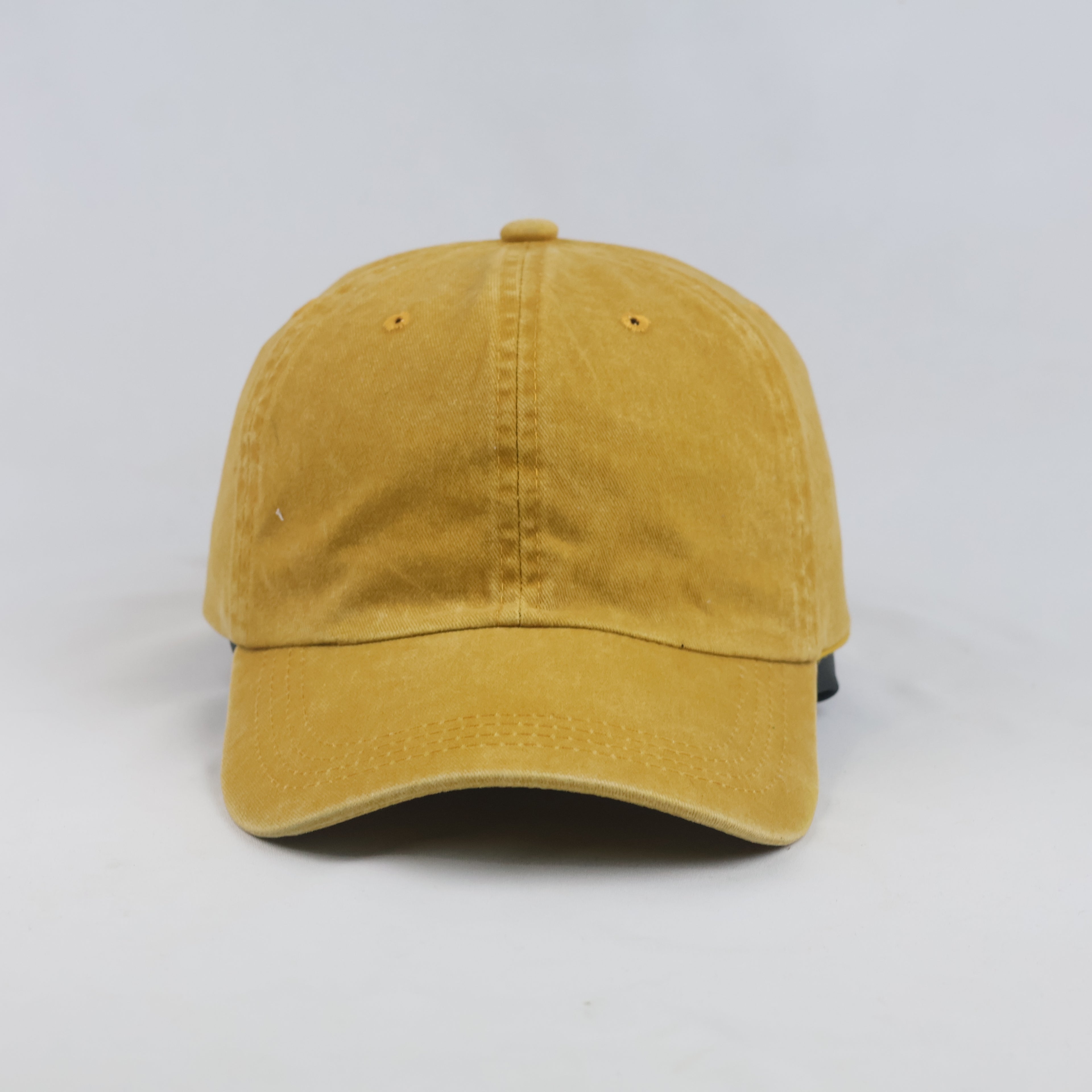 Thrifted Solid Mustard Yellow Vintage Washed Strapback Cap (56-58 cm)