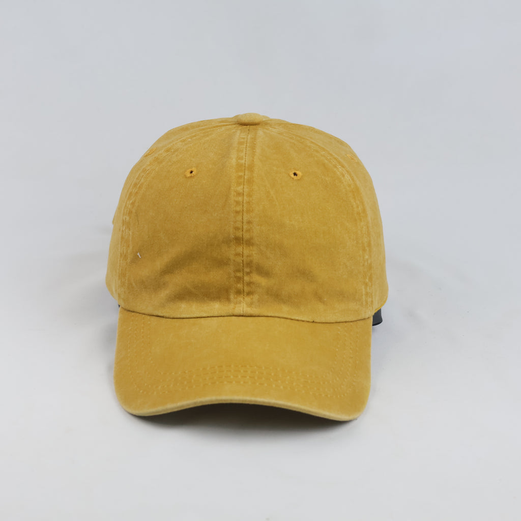 Thrifted Solid Mustard Yellow Vintage Washed Strapback Cap (56-58 cm)