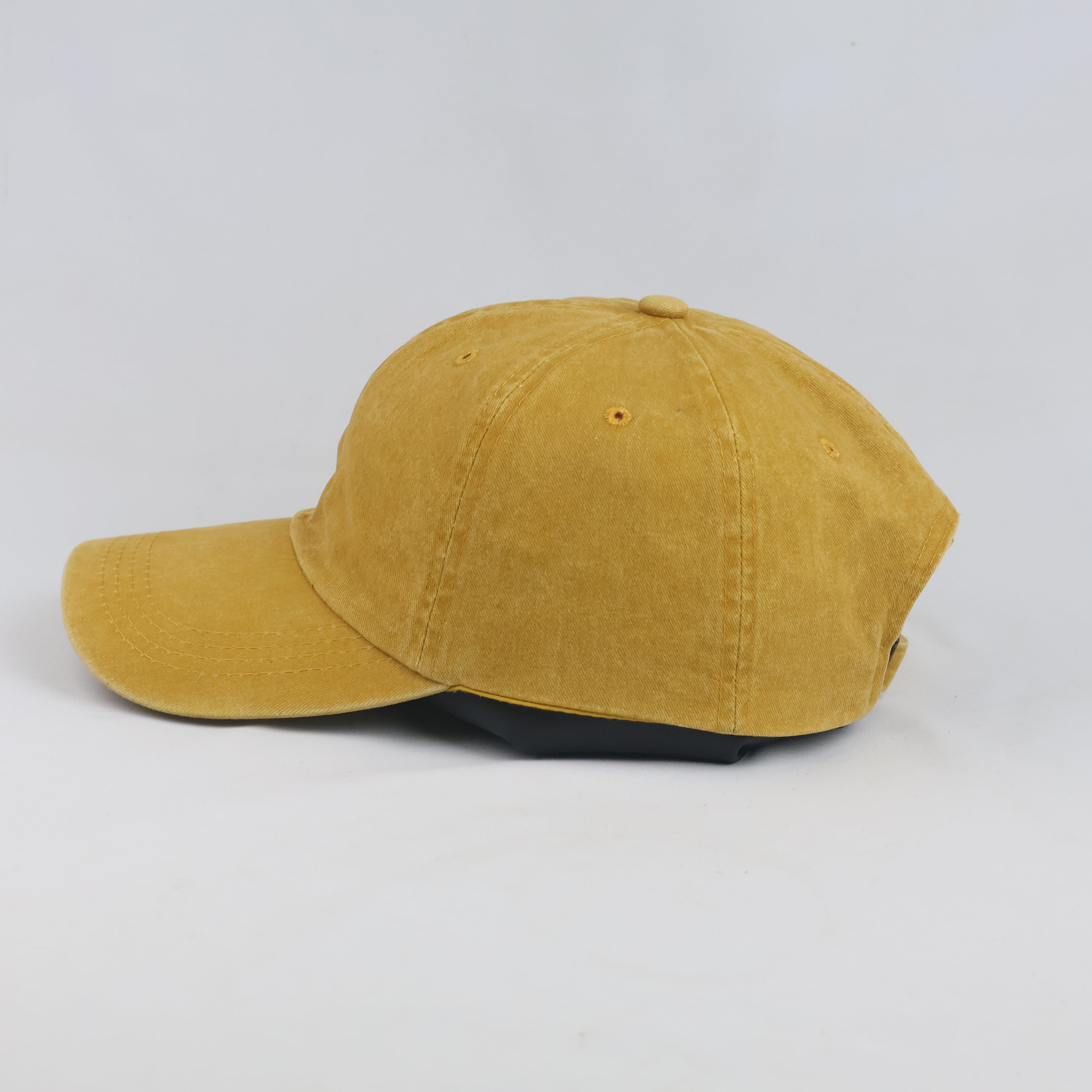 Thrifted Solid Mustard Yellow Vintage Washed Strapback Cap (56-58 cm)