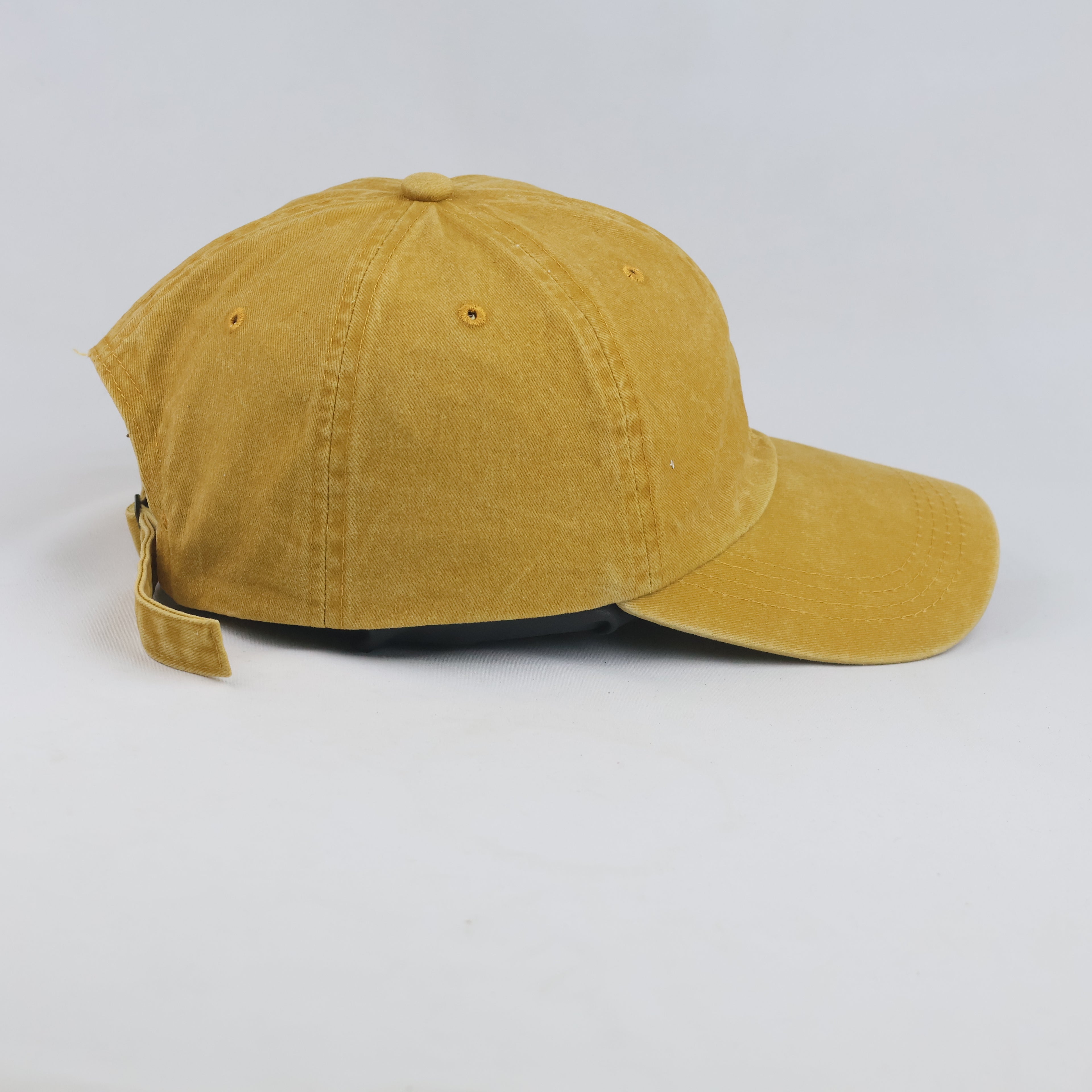 Thrifted Solid Mustard Yellow Vintage Washed Strapback Cap (56-58 cm)