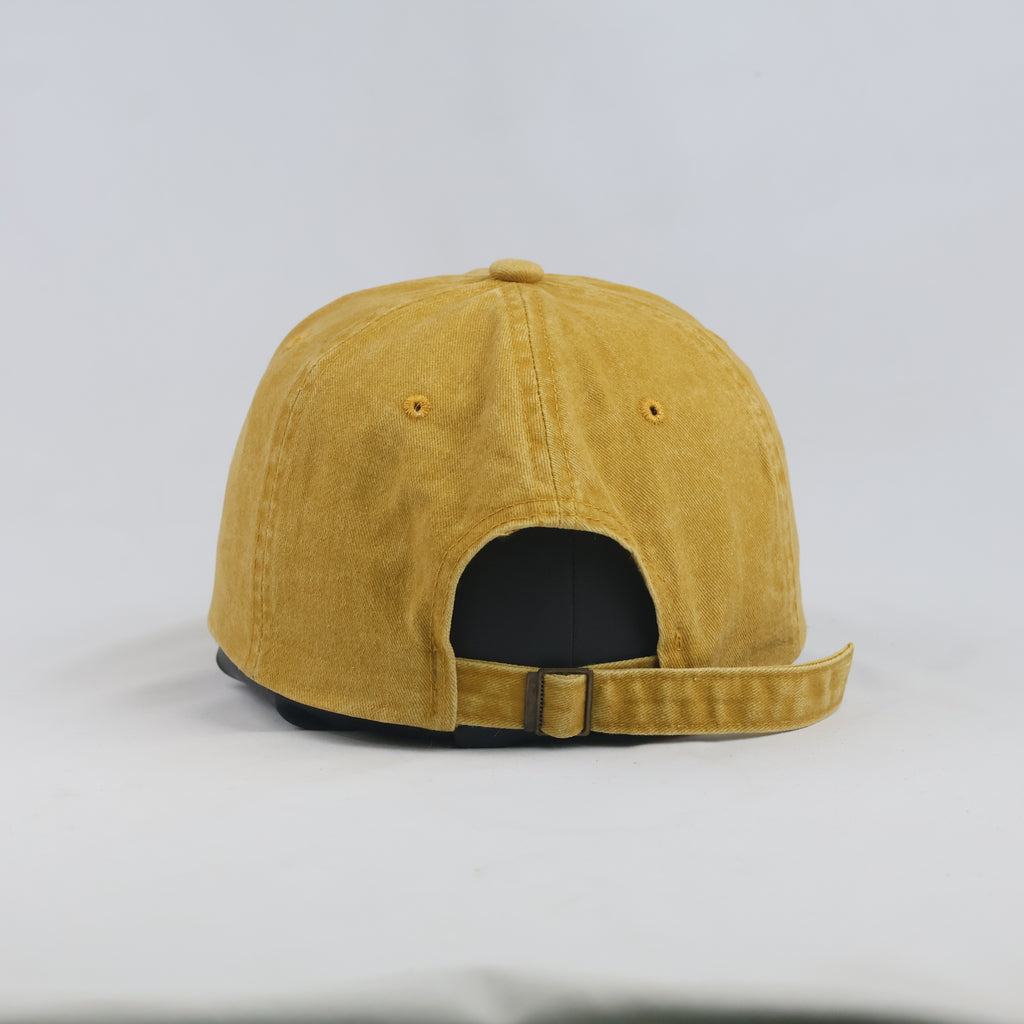 Thrifted Solid Mustard Yellow Vintage Washed Strapback Cap (56-58 cm)