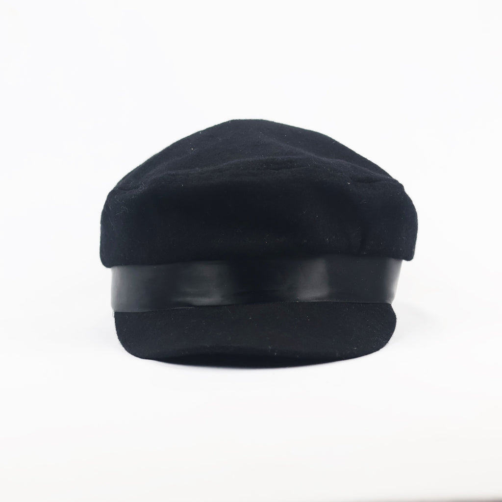 Classic Black Fiddler Thrifted Cap | Baker Boy Hat with Satin Ribbon | Unisex