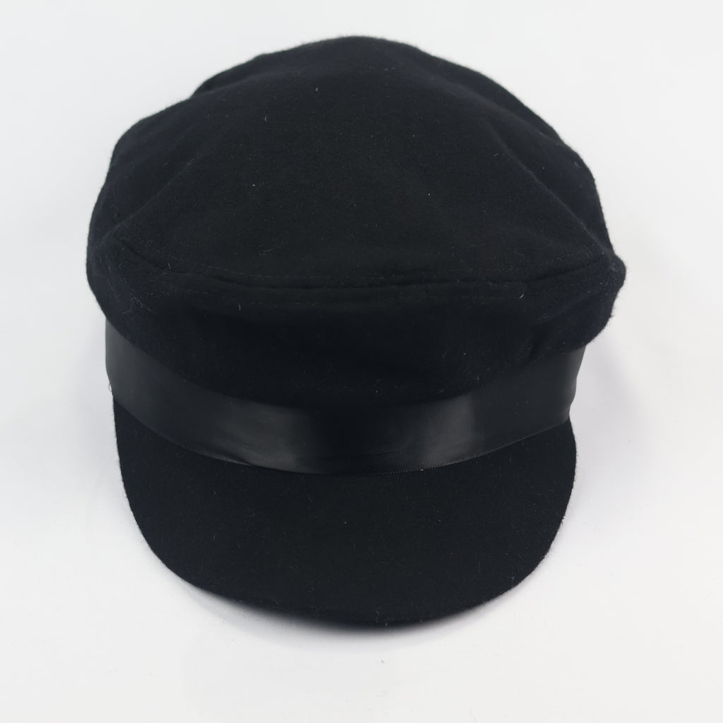 Classic Black Fiddler Thrifted Cap | Baker Boy Hat with Satin Ribbon | Unisex