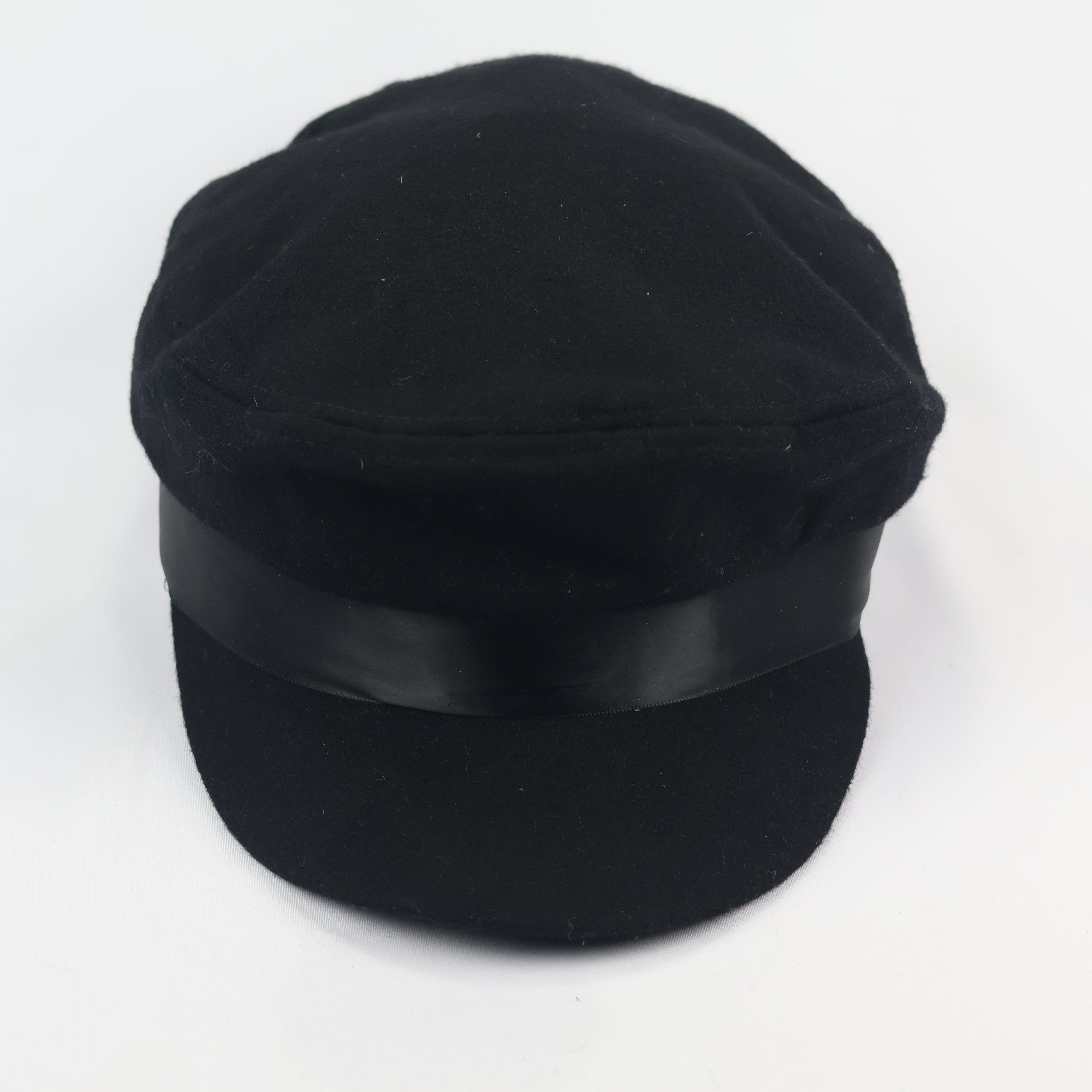 Classic Black Fiddler Thrifted Cap | Baker Boy Hat with Satin Ribbon | Unisex