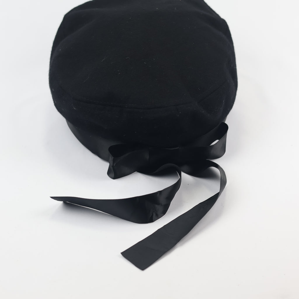 Classic Black Fiddler Thrifted Cap | Baker Boy Hat with Satin Ribbon | Unisex
