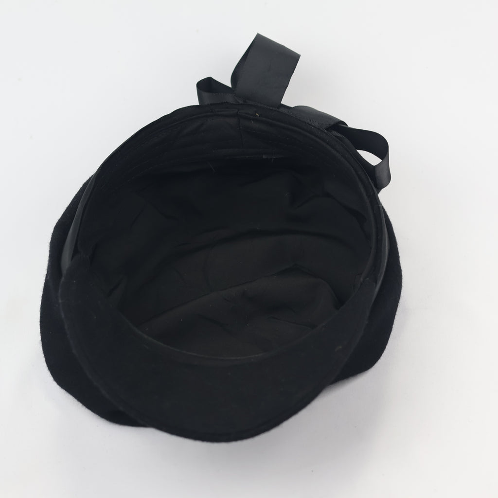 Classic Black Fiddler Thrifted Cap | Baker Boy Hat with Satin Ribbon | Unisex