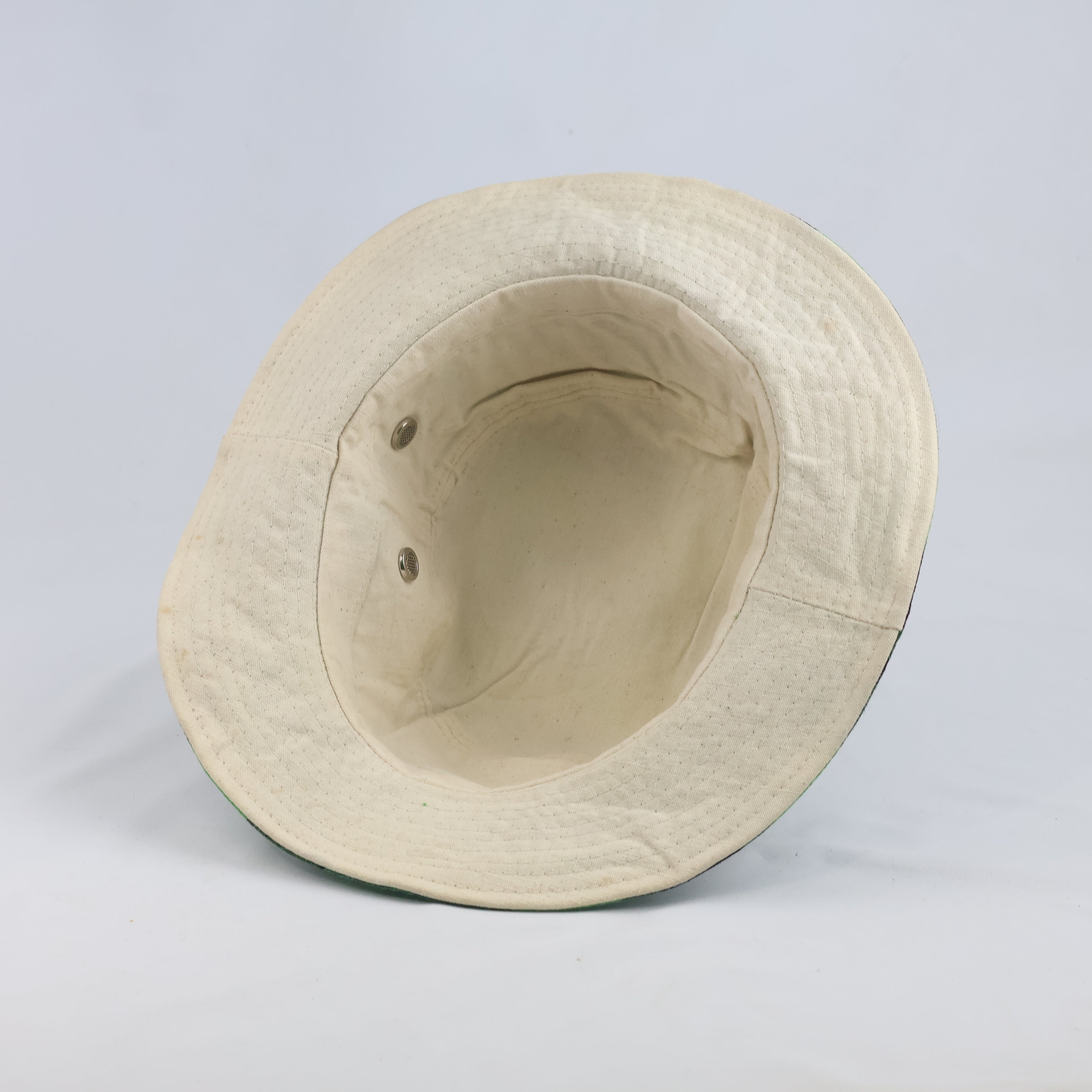 Thrifted Cream Cotton Outdoor Bush Hat with Chin Drawstring