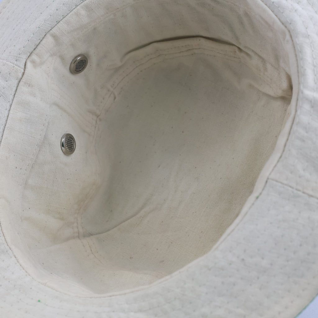 Thrifted Cream Cotton Outdoor Bush Hat with Chin Drawstring