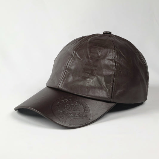 Rich Brown Faux Leather Baseball Cap