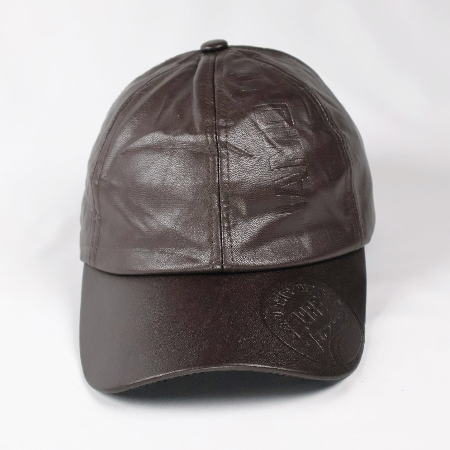 Rich Brown Faux Leather Baseball Cap