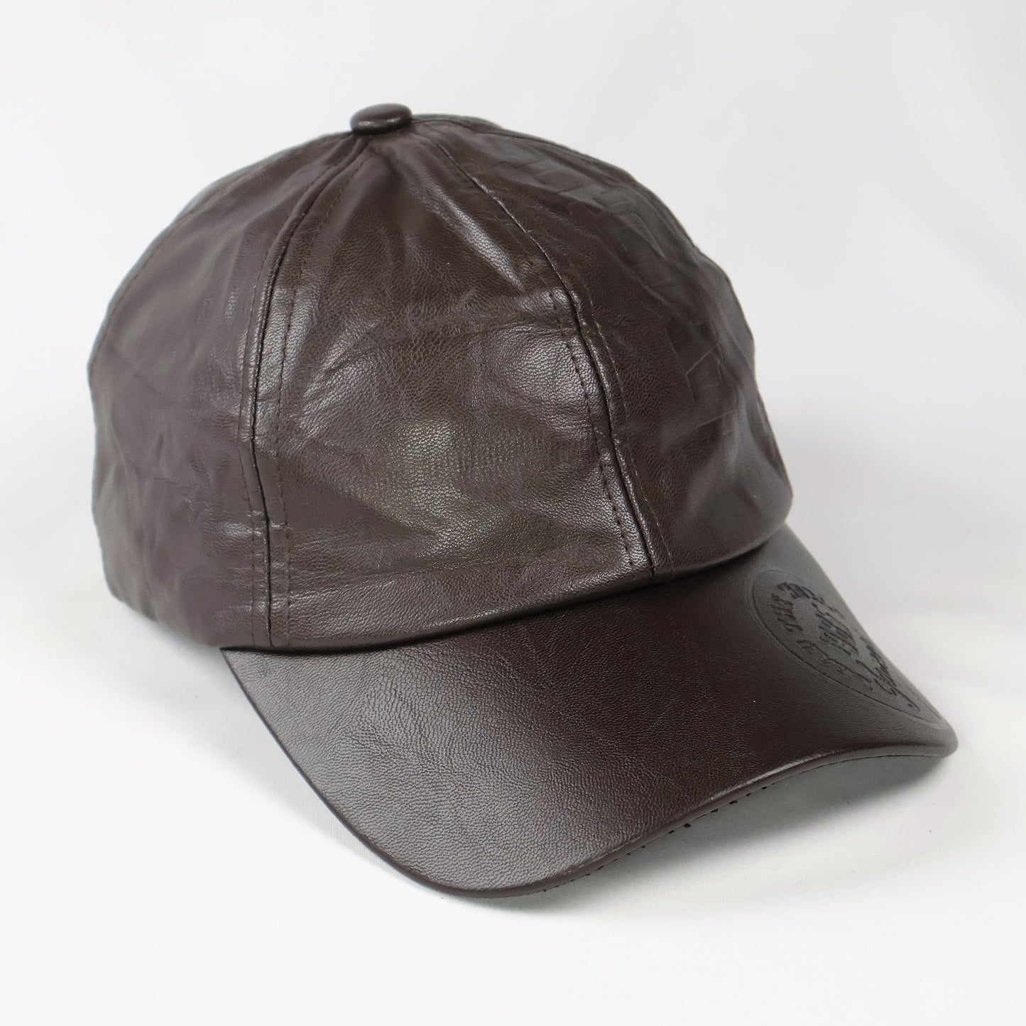 Rich Brown Faux Leather Baseball Cap