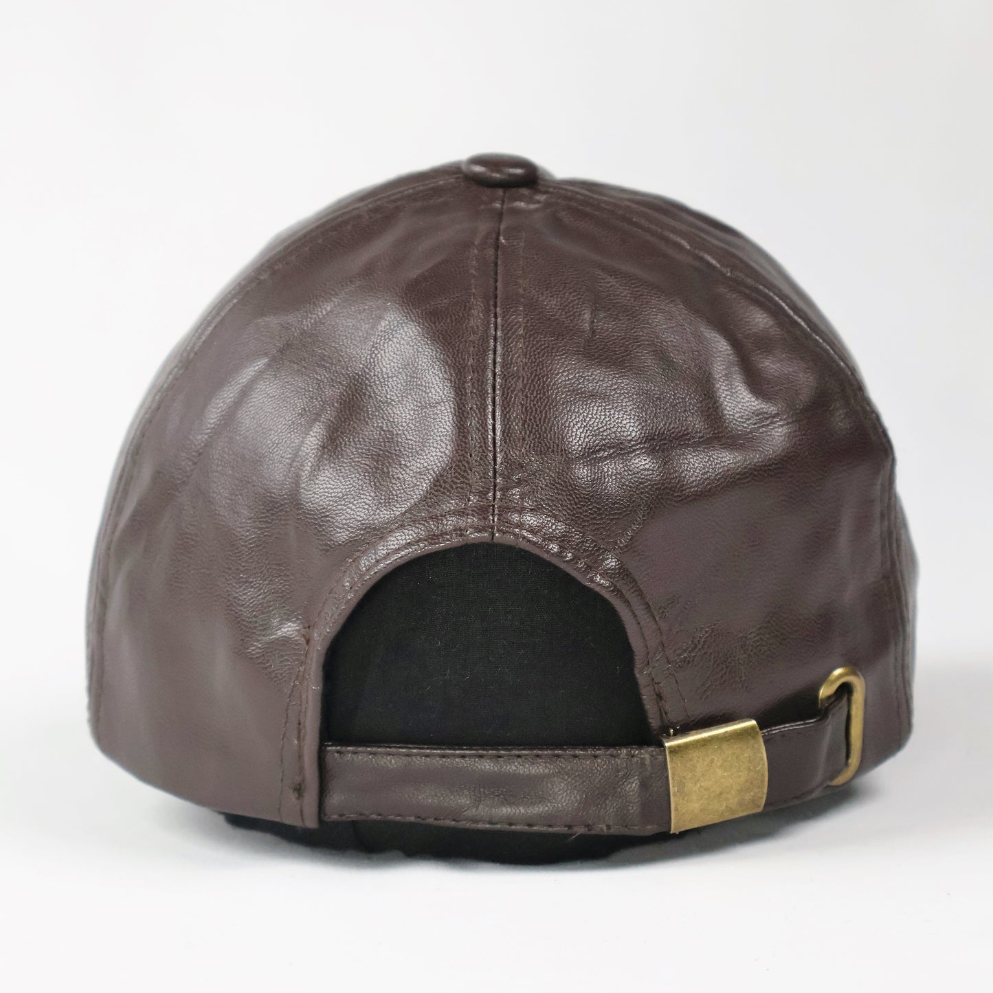 Rich Brown Faux Leather Baseball Cap