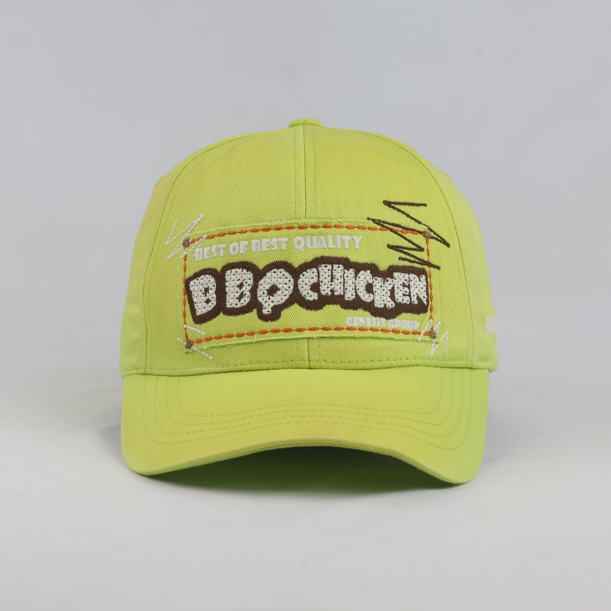 Thrifted Genesis Group BBQ Chicken Lime Green Strapback Cap | 10018