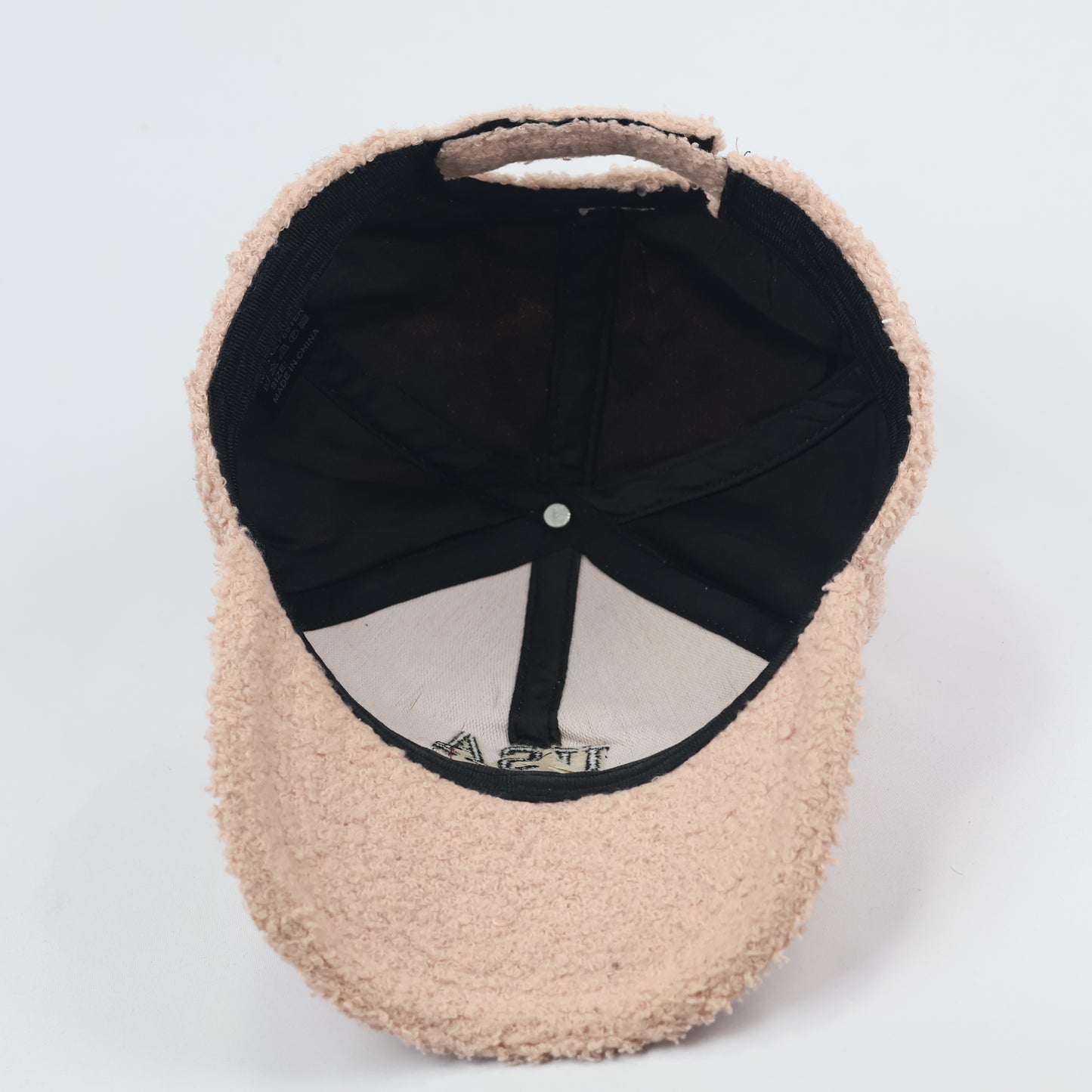 Vintage USA Flag Embroidered Sherpa Fleece Baseball Thrifted Cap – Beige