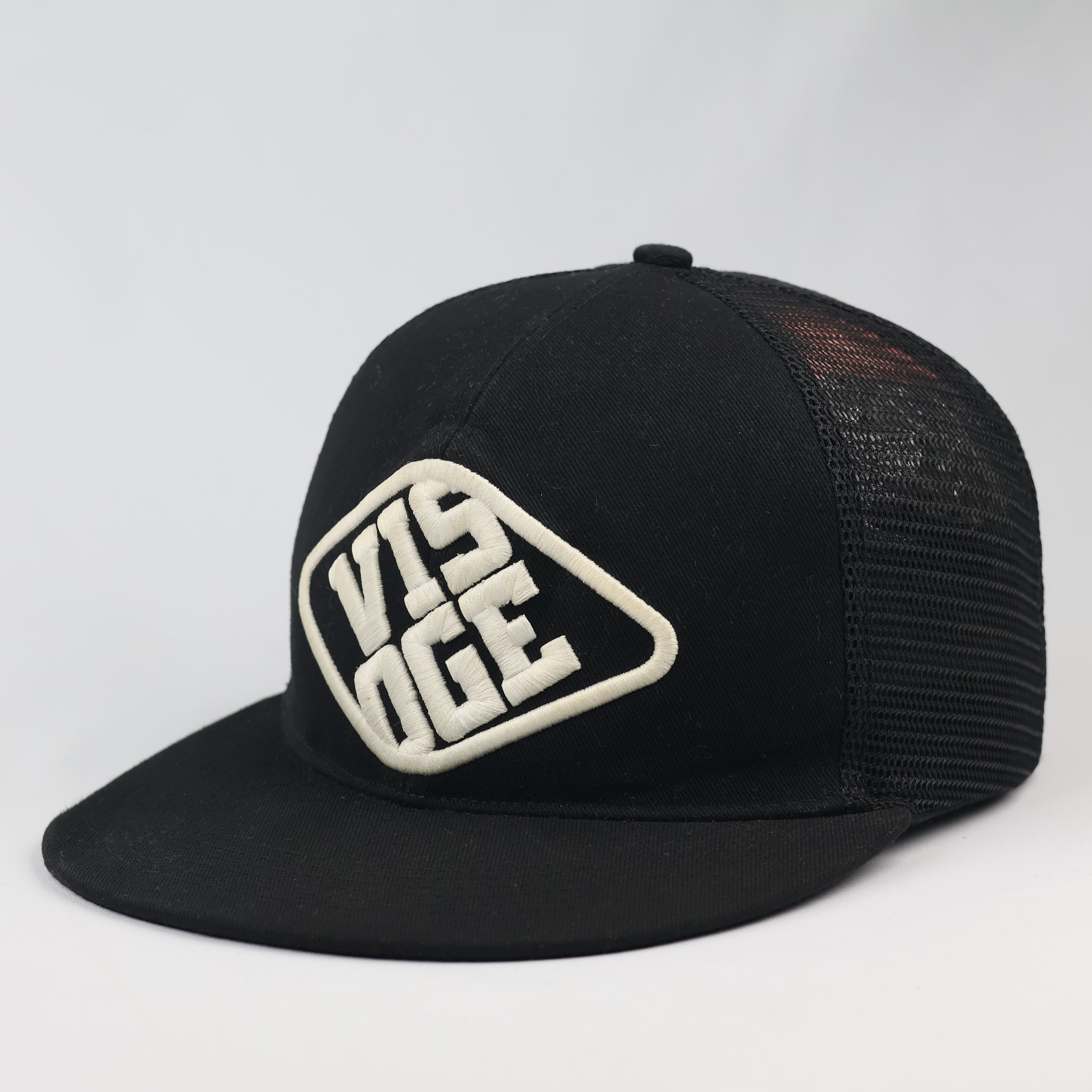 Visoge British Spirit Trucker Thrifted Hat - Black Snapback Cap with 3D Embroidery