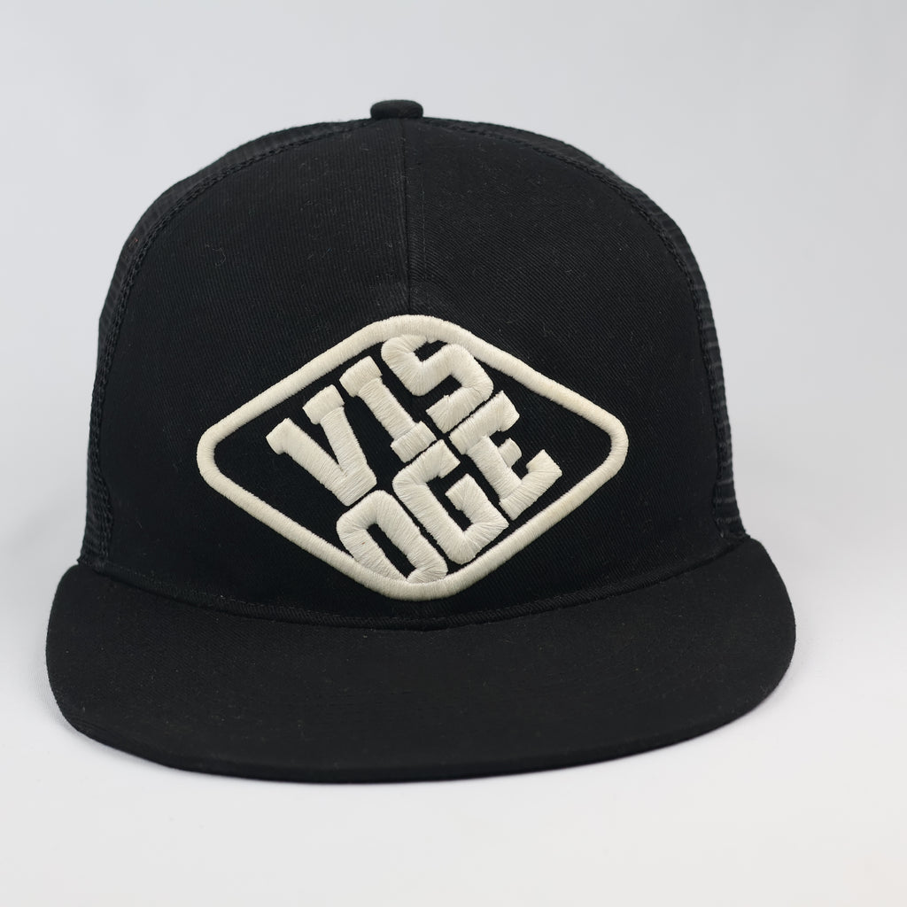 Visoge British Spirit Trucker Thrifted Hat - Black Snapback Cap with 3D Embroidery