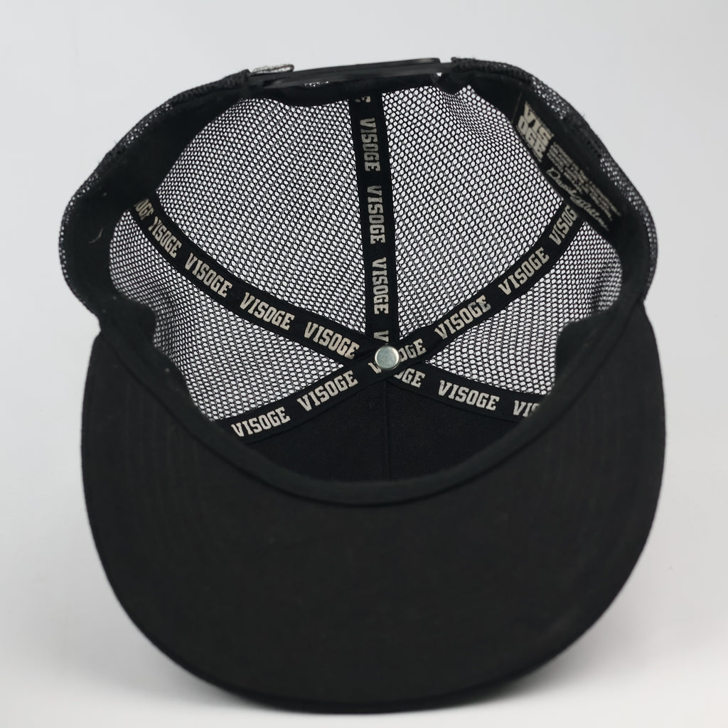 Visoge British Spirit Trucker Thrifted Hat - Black Snapback Cap with 3D Embroidery
