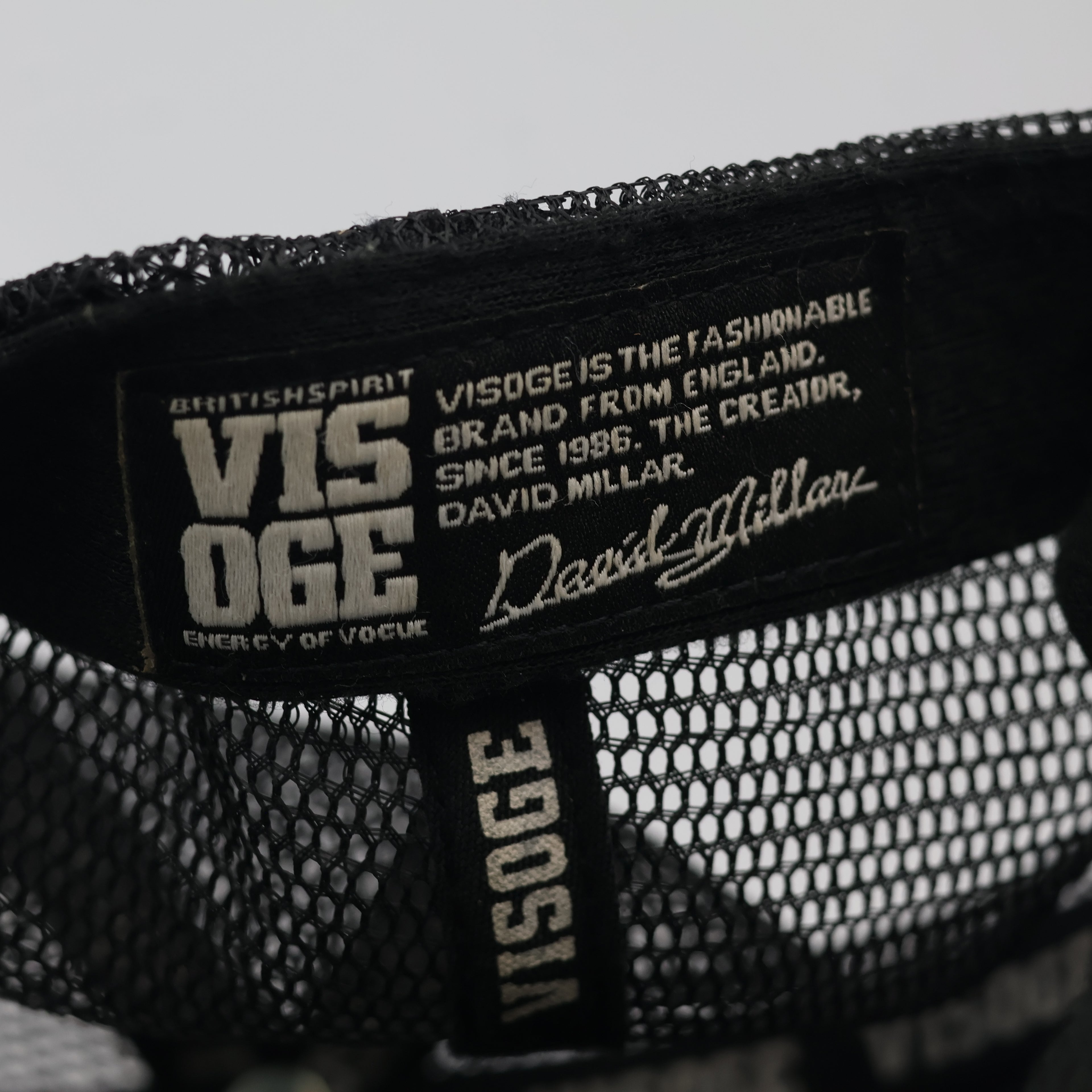 Visoge British Spirit Trucker Thrifted Hat - Black Snapback Cap with 3D Embroidery