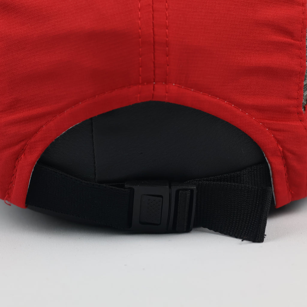 Unisex Lightweight Sport Cap - Red & Grey Mesh Panel Summer Hat - Adjustable