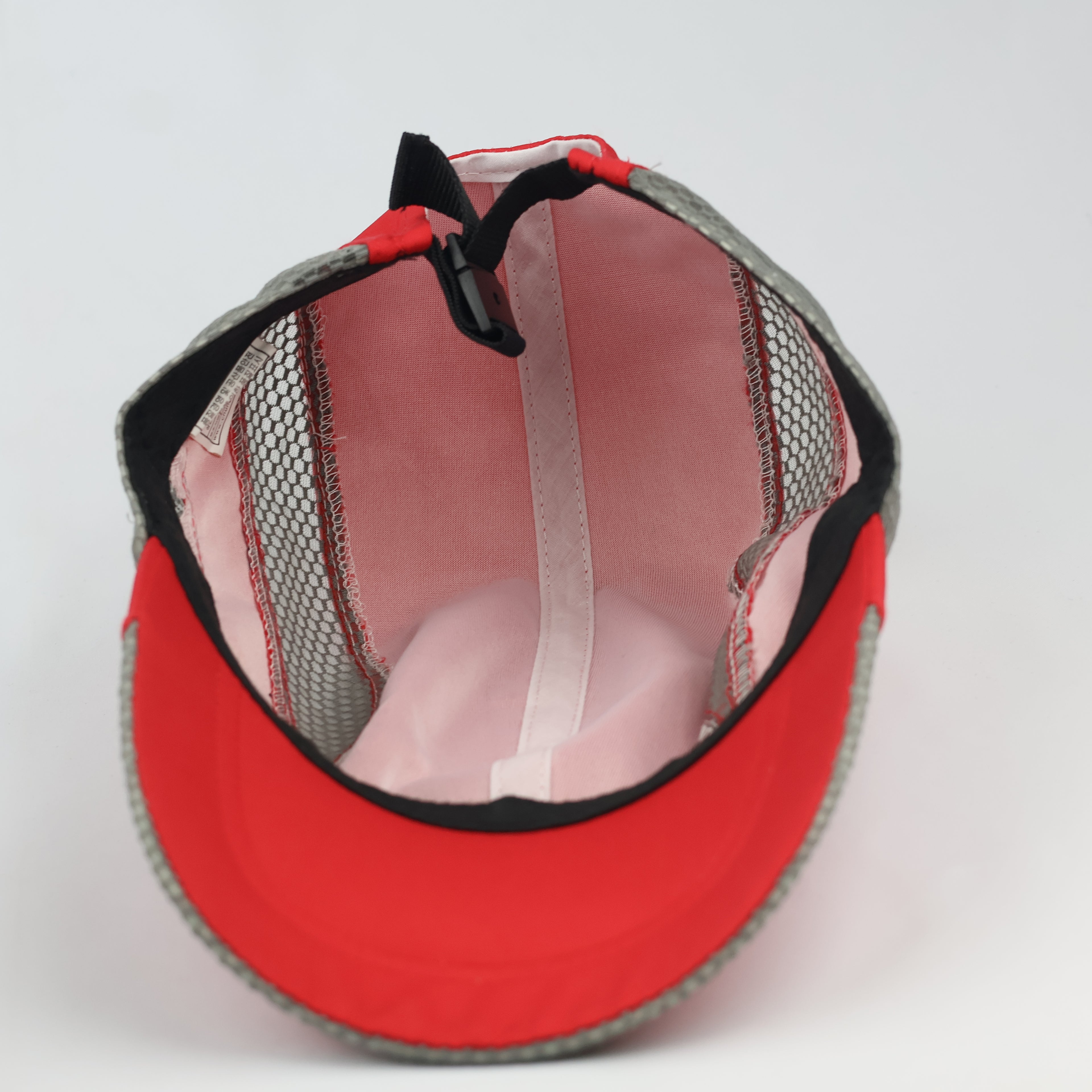 Unisex Lightweight Sport Cap - Red & Grey Mesh Panel Summer Hat - Adjustable