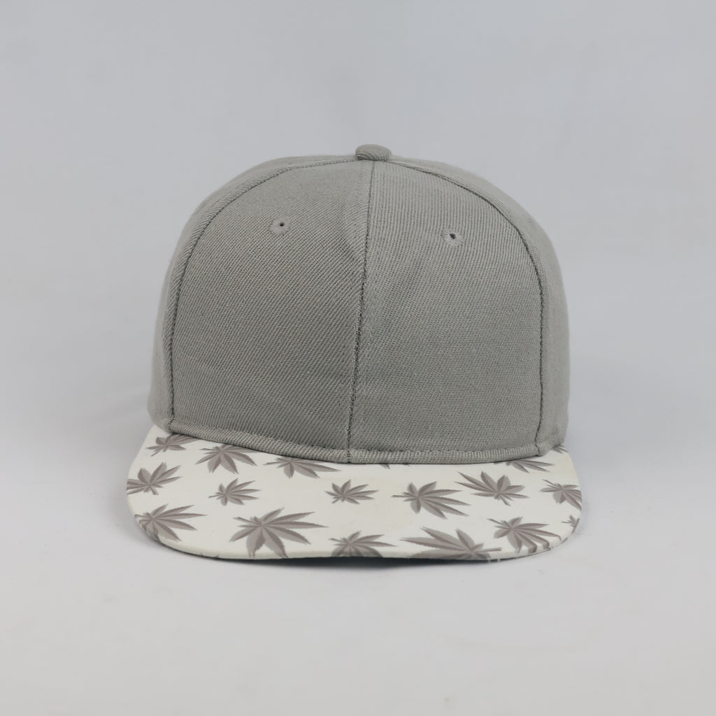 Thrifted Atlantis Grey & White Botanical Floral Flat Brim Hat | 10016