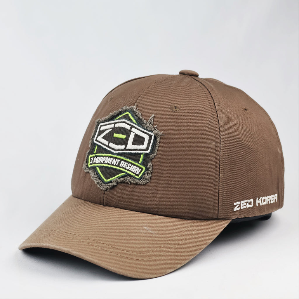 Vintage ZED Korea Equipment Design Distressed Thrifted Cap - Brown