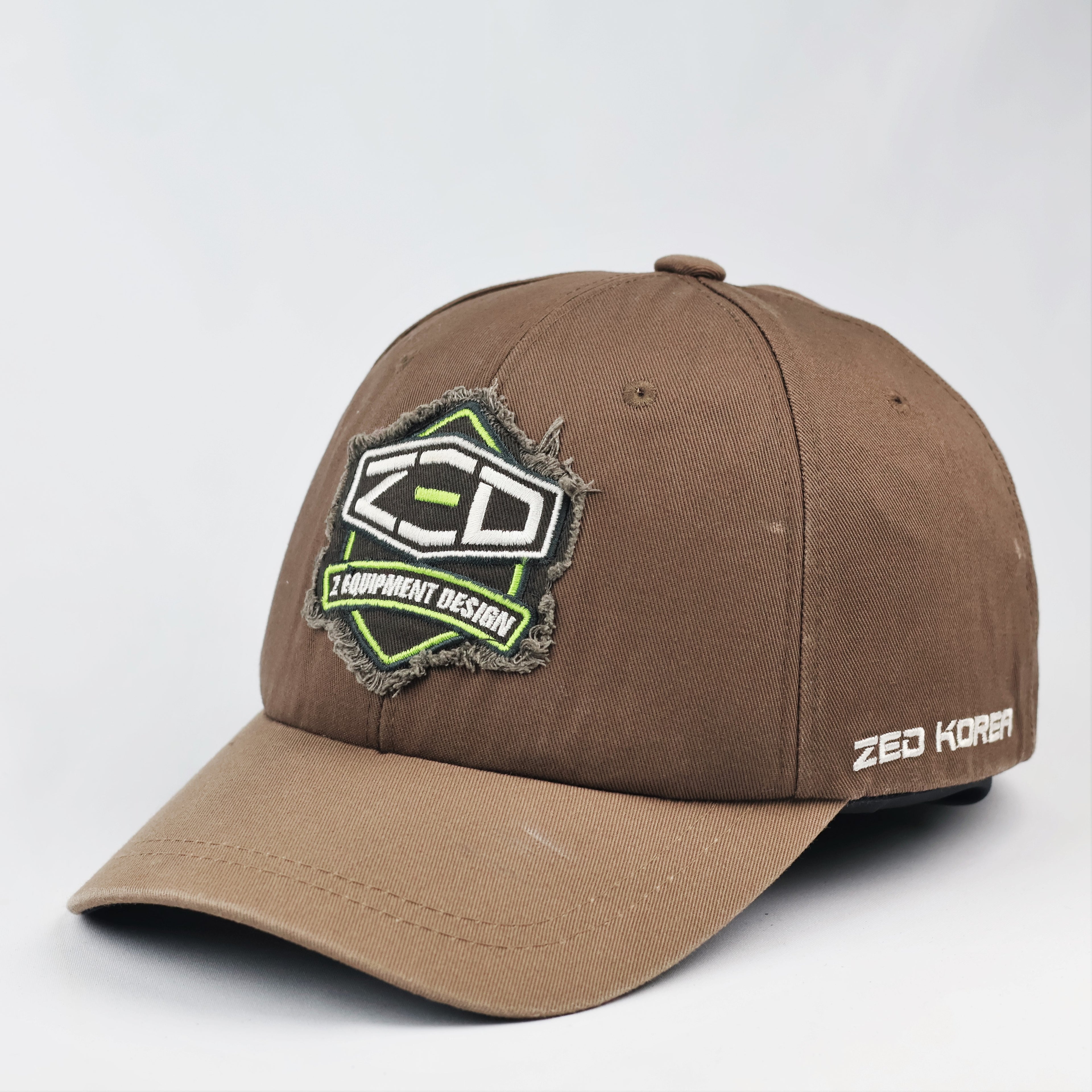 Vintage ZED Korea Equipment Design Distressed Thrifted Cap - Brown