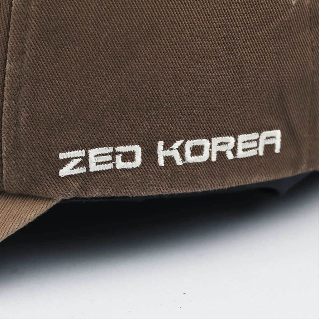Vintage ZED Korea Equipment Design Distressed Thrifted Cap - Brown