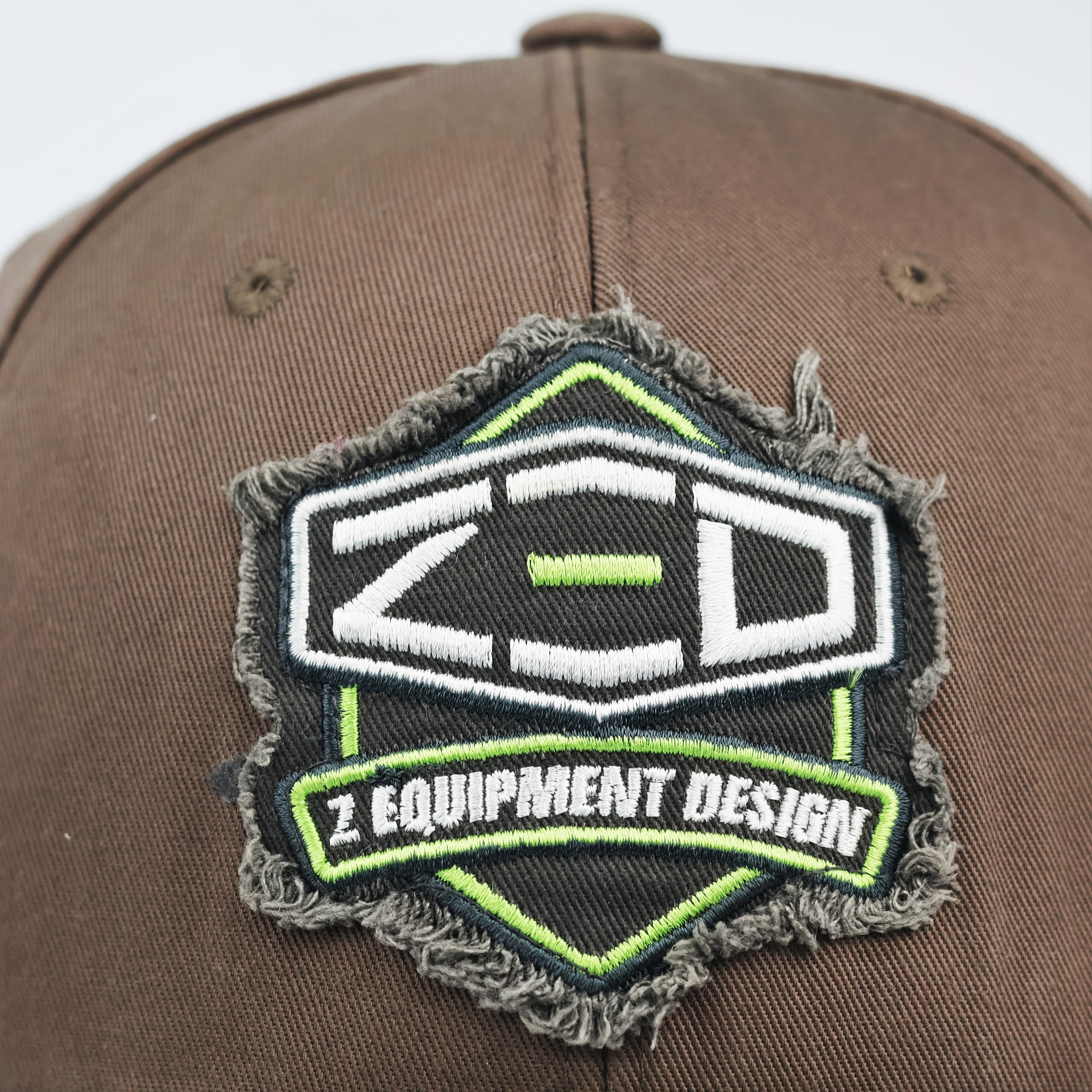 Vintage ZED Korea Equipment Design Distressed Thrifted Cap - Brown