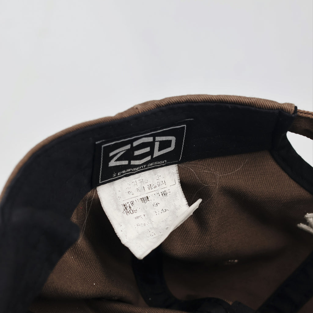 Vintage ZED Korea Equipment Design Distressed Thrifted Cap - Brown