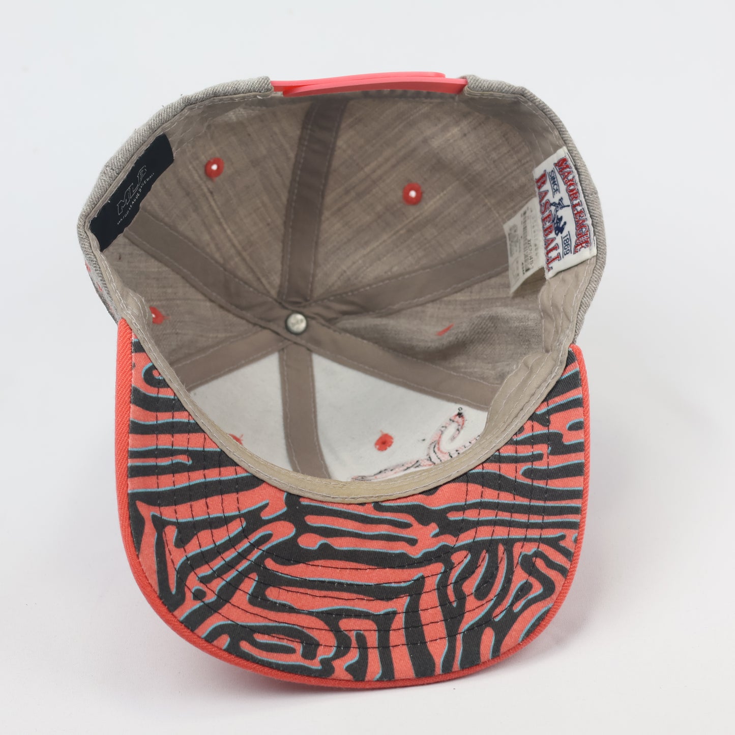 MLB Boston Red Sox Grey & Coral Snapback Thrifted Hat - Authentic Thrifted Streetwear