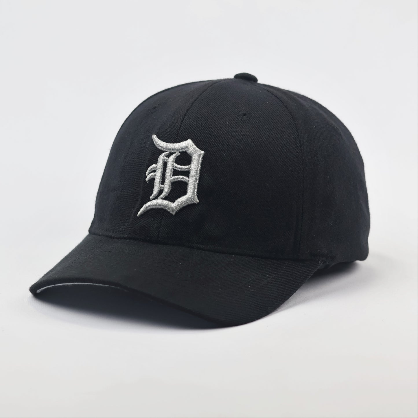 Retro Detroit Tigers "D" Logo MLB Thrifted Hat - Black on Black Structured