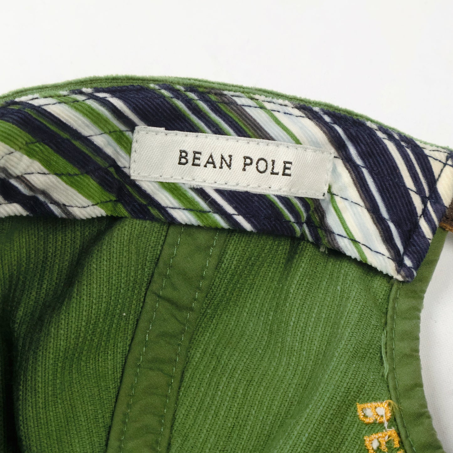 Bean Pole Green Corduroy Baseball Cap