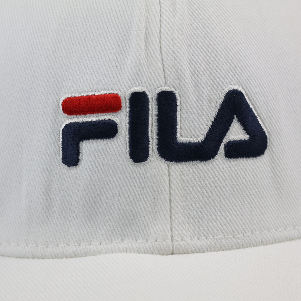 FILA Heritage Baseball Thrifted Cap - Cream White Cotton Hat with Embroidered Logo