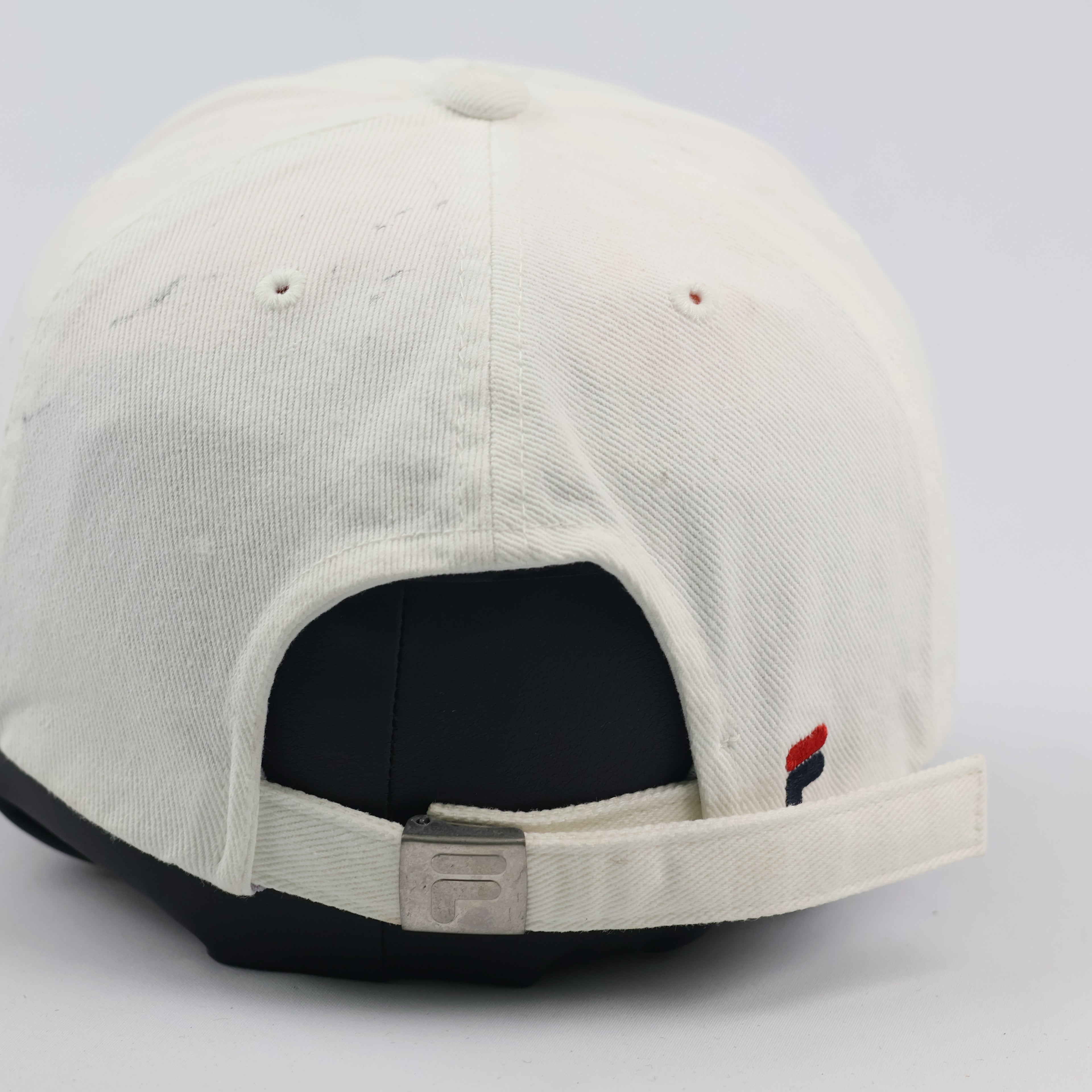 FILA Heritage Baseball Thrifted Cap - Cream White Cotton Hat with Embroidered Logo