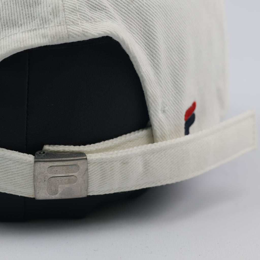 FILA Heritage Baseball Thrifted Cap - Cream White Cotton Hat with Embroidered Logo