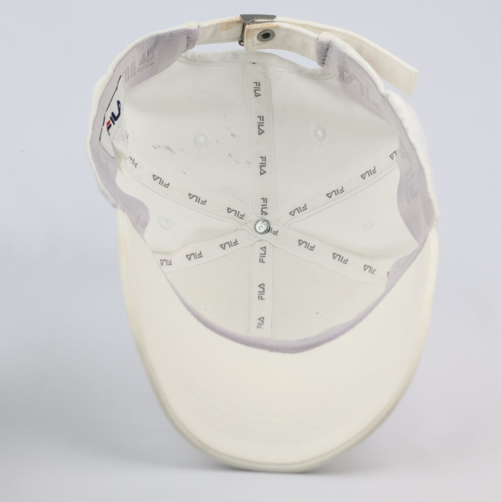 FILA Heritage Baseball Thrifted Cap - Cream White Cotton Hat with Embroidered Logo