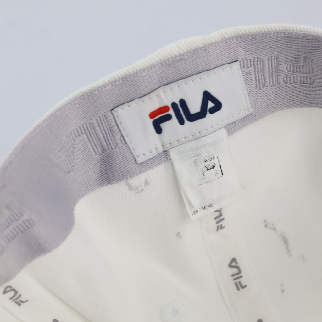 FILA Heritage Baseball Thrifted Cap - Cream White Cotton Hat with Embroidered Logo