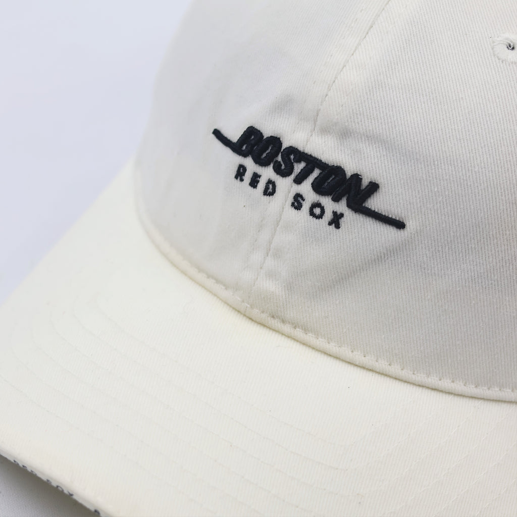 Vintage Boston Red Sox White Clean Up Thrifted Hat - Adjustable MLB Strapback