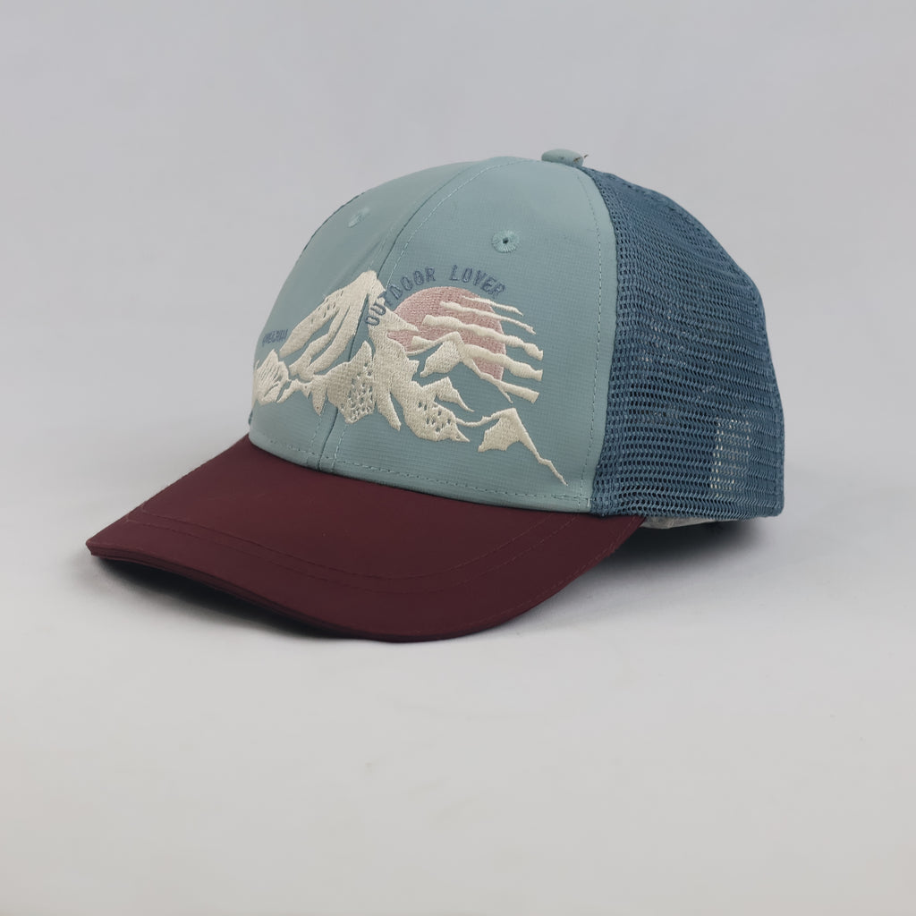 Thrifted Quechua "Outdoor Lover" Mountain Scene Mesh Trucker Cap | 10055