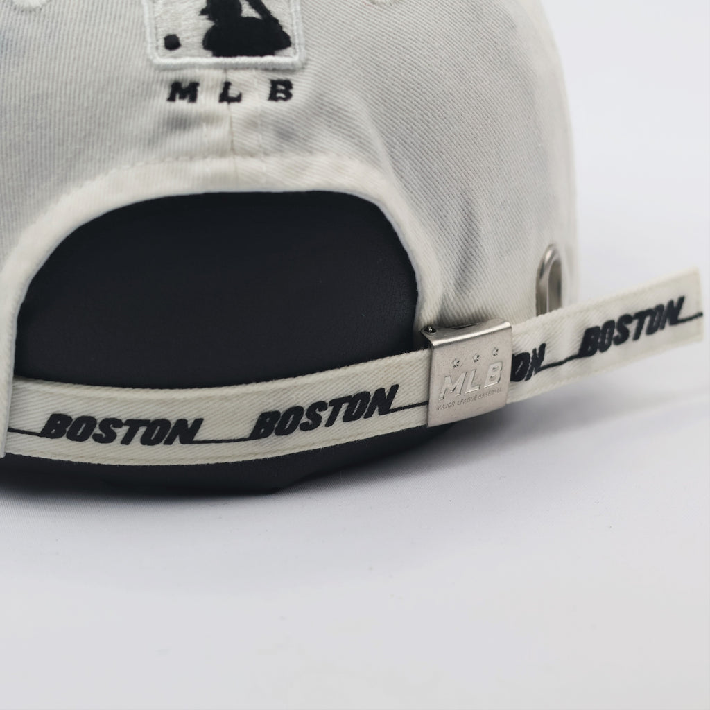 Vintage Boston Red Sox White Clean Up Thrifted Hat - Adjustable MLB Strapback