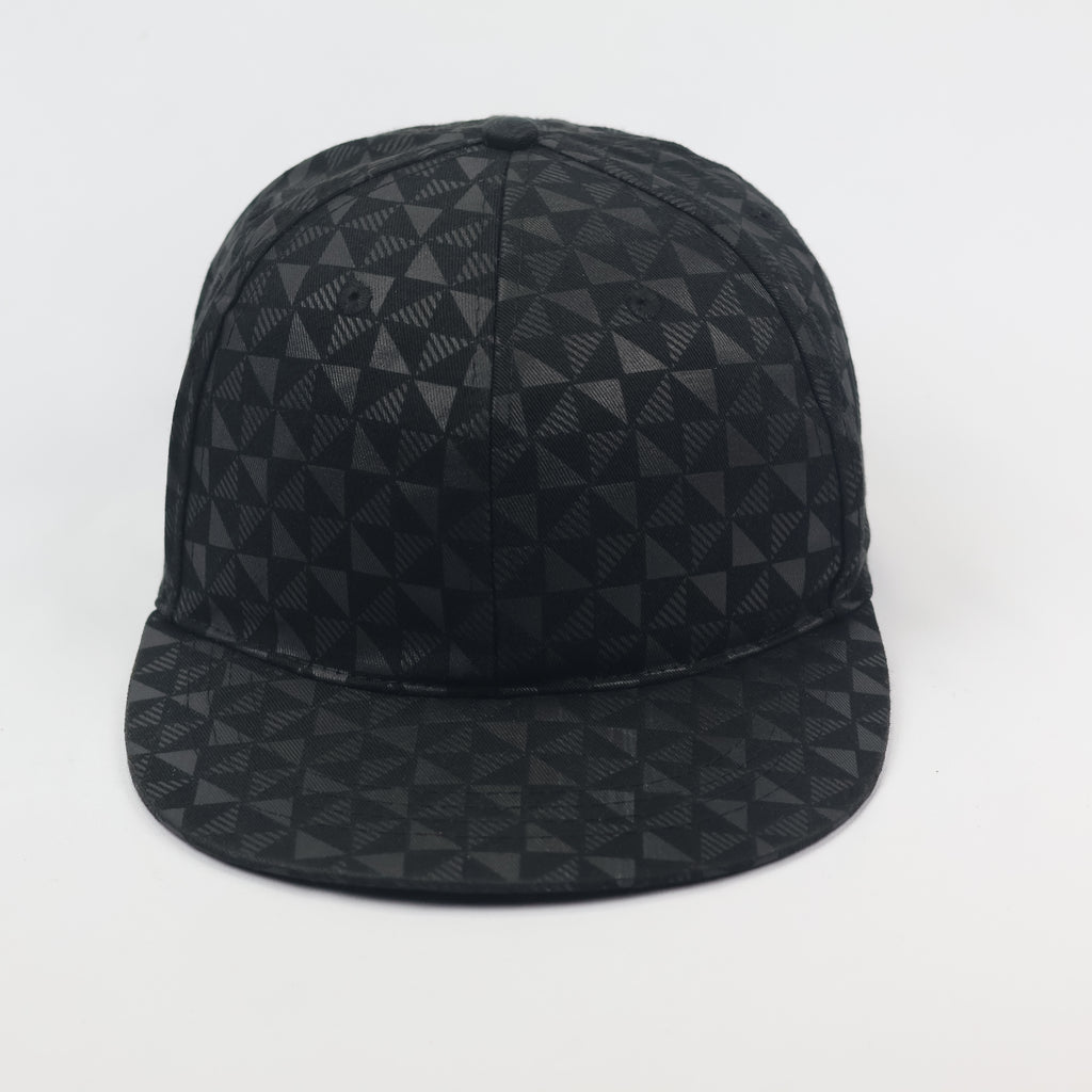 Modern Black Triangle Pattern Flat Brim Thrifted Hat - FSBN Original
