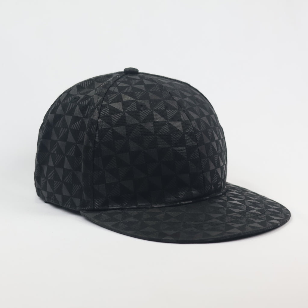 Modern Black Triangle Pattern Flat Brim Thrifted Hat - FSBN Original