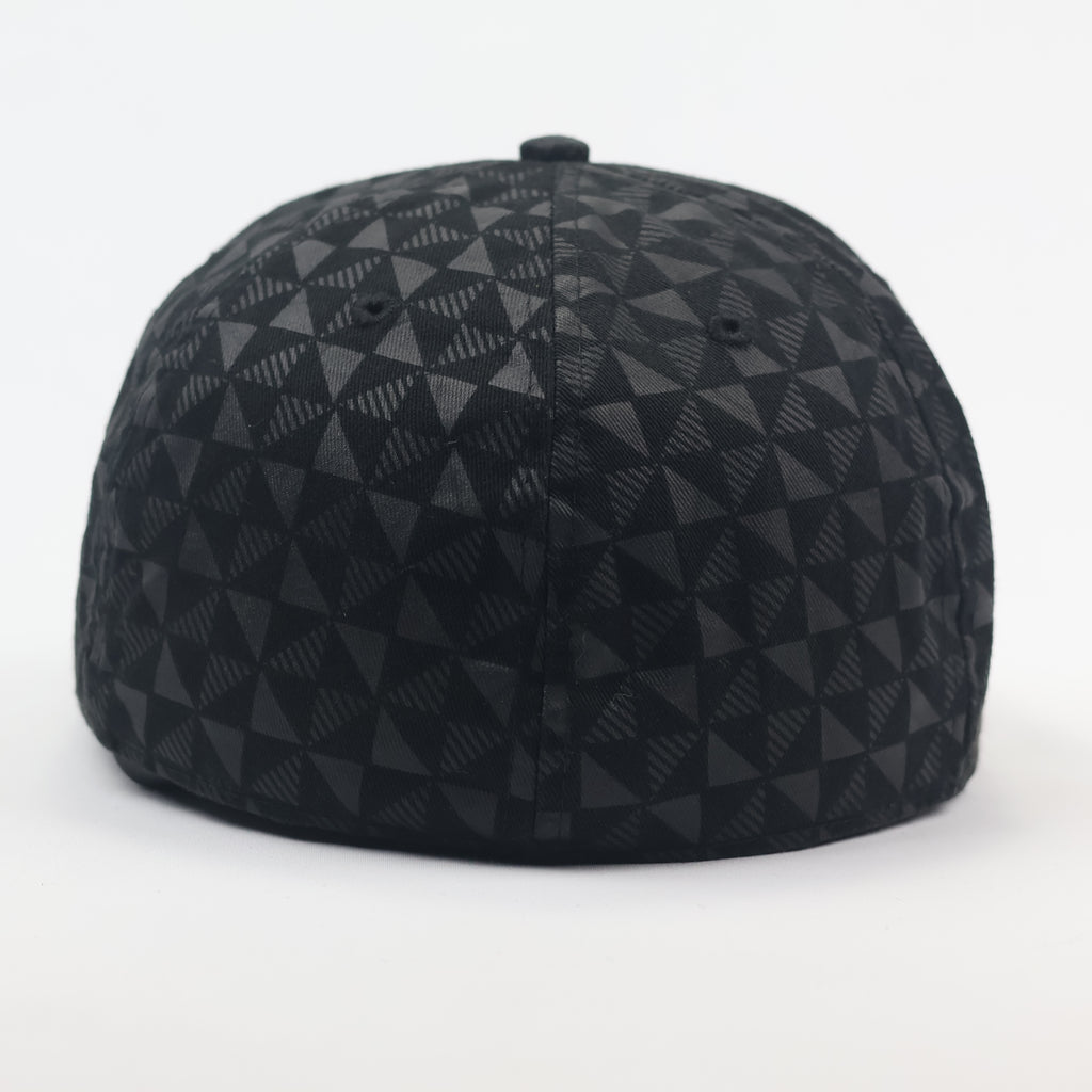 Modern Black Triangle Pattern Flat Brim Thrifted Hat - FSBN Original