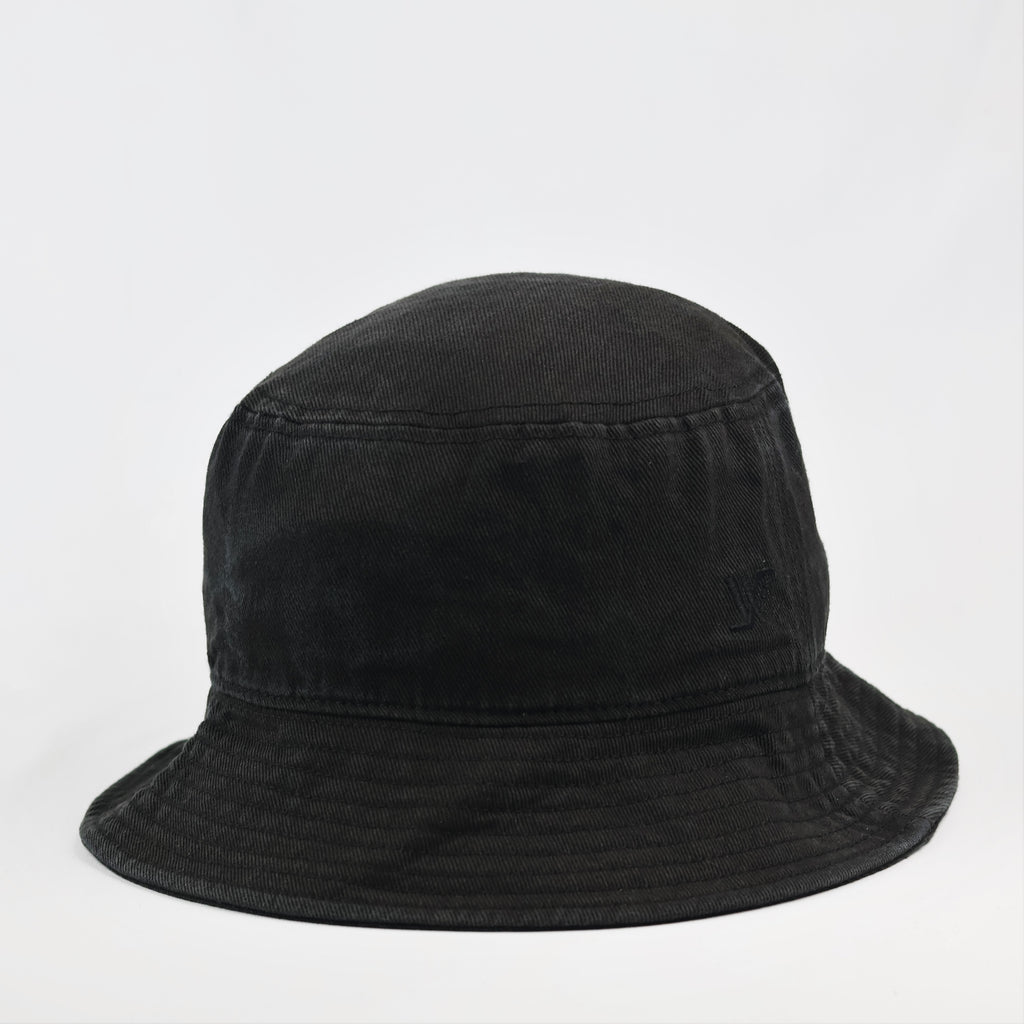 Vintage White Sands Washed Black Bucket Thrifted Hat - Cotton Canvas Streetwear Cap